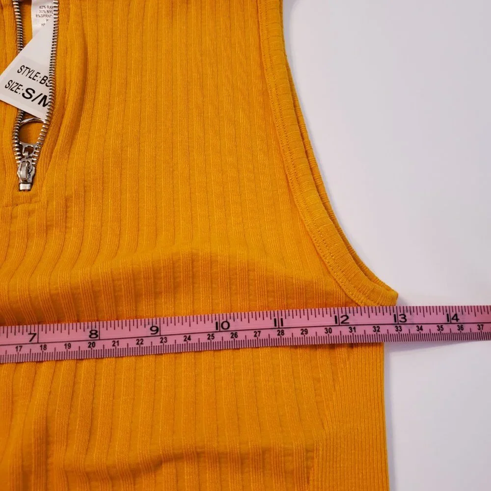 NWT Aronia Women's Sleeveless Knit Bodysuit 1/4 Zip Up Front Closure, Size S/M